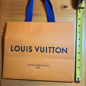 Louis Vuitton Orange Shopping Bag with Blue Handles